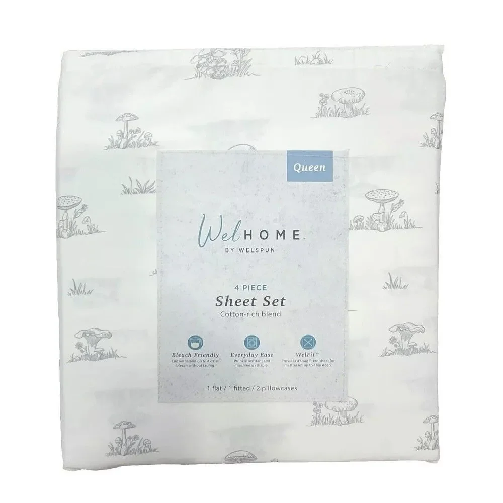 Welhome Cotton Rich Sateen 320TC Classic Mushroom 4pc Sheet Set